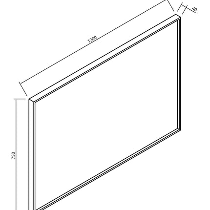 Xellanz Ribbella badkamerspiegel met frame mat zwart - technische tekening | Schwertz & Co