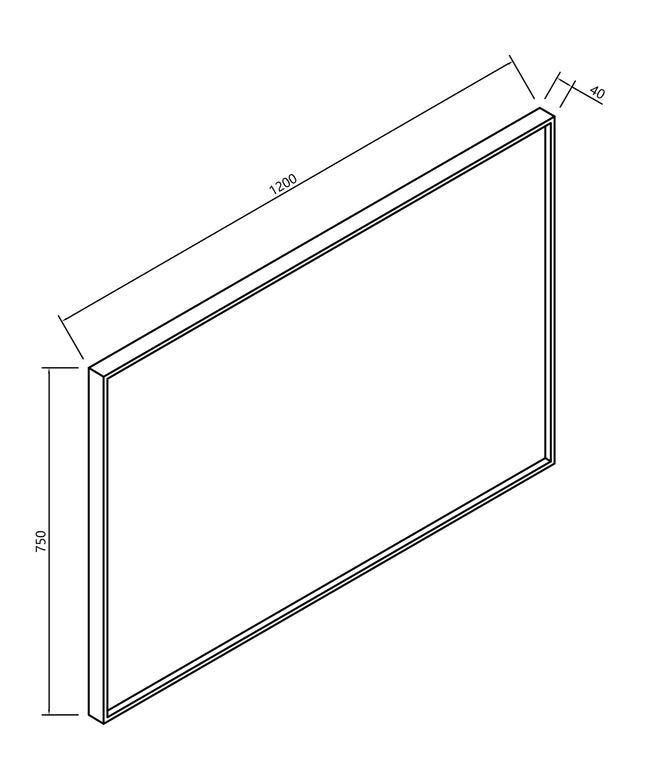 Xellanz Ribbella badkamerspiegel met frame mat zwart - technische tekening | Schwertz & Co