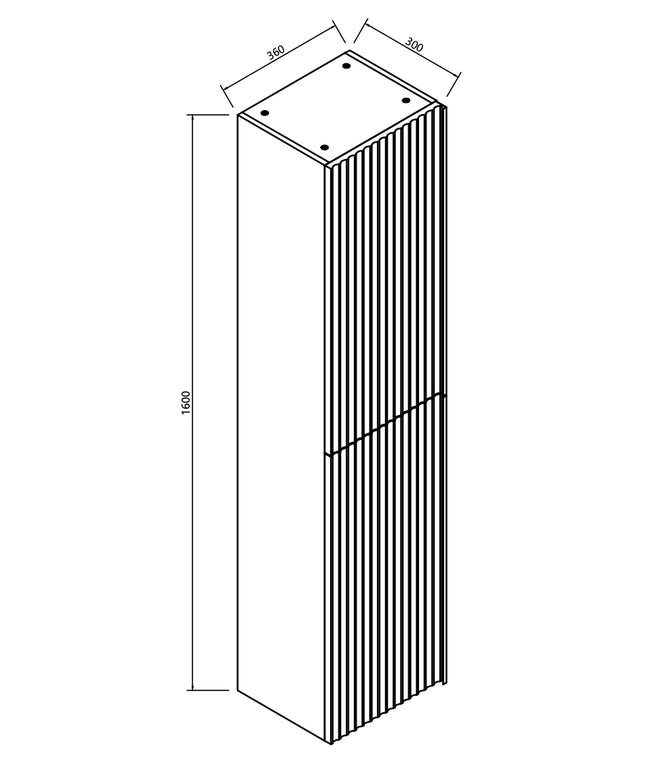 Xellanz Ribbella kolomkast 160 x 36 x 30 cm naturel eik - technische tekening | Schwertz & Co