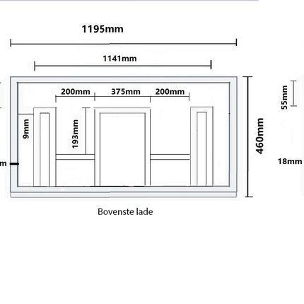 Wiesbaden OAK onderkast 120 x 46 cm eikenhout - maatschets | Schwertz & Co