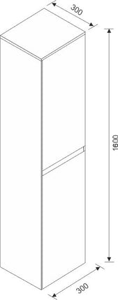 Xellanz Tigris kolomkast 160 x 30 x 30 cm houtnerf grijs - technische tekening | Schwertz & Co