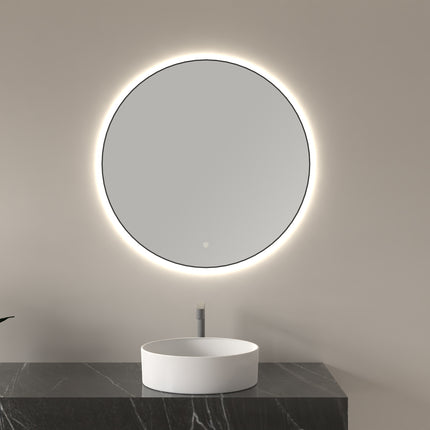 Wiesbaden Novi badkamerspiegel rond 60 cm mat zwart | Schwertz & Co