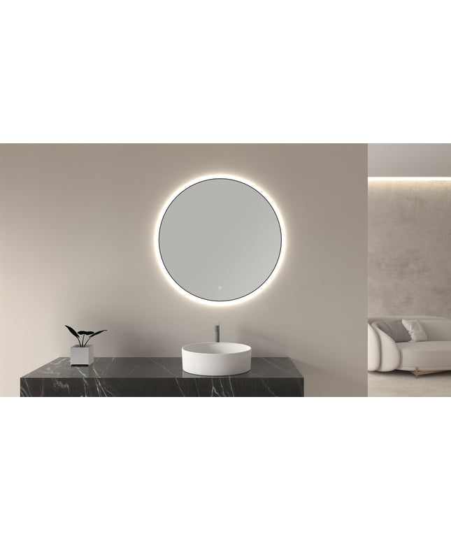 Wiesbaden Novi badkamerspiegel rond 60 cm mat zwart | Schwertz & Co