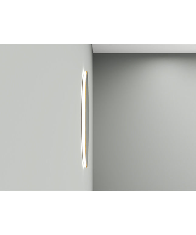 Wiesbaden Novi badkamerspiegel rond 60 cm geborsteld messing - detailfoto | Schwertz & Co