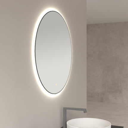Wiesbaden Novi ronde LED spiegel 80 cm mat zwart - detailfoto frame | Schwertz & Co