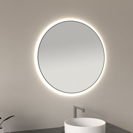 Wiesbaden Novi ronde LED spiegel 80 cm mat zwart - detailfoto verlichting | Schwertz & Co
