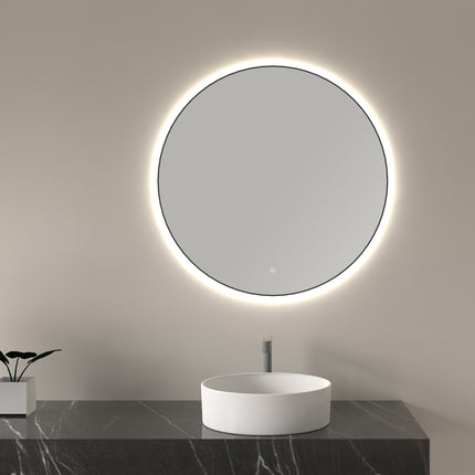 Wiesbaden Novi ronde LED spiegel 80 cm mat zwart | Schwertz & Co