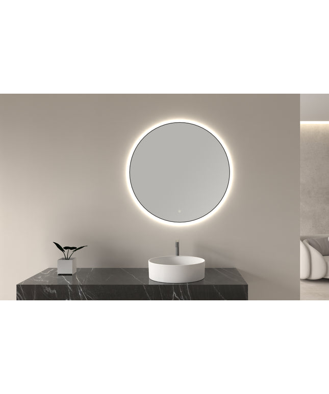 Wiesbaden Novi ronde LED spiegel 80 cm mat zwart | Schwertz & Co