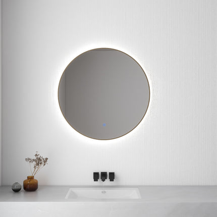 Wiesbaden Novi ronde LED spiegel 80 cm geborsteld messing | Schwertz & Co