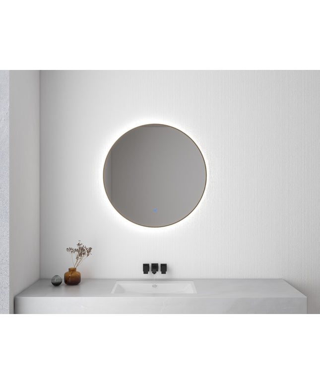 Wiesbaden Novi ronde LED spiegel 80 cm geborsteld messing | Schwertz & Co