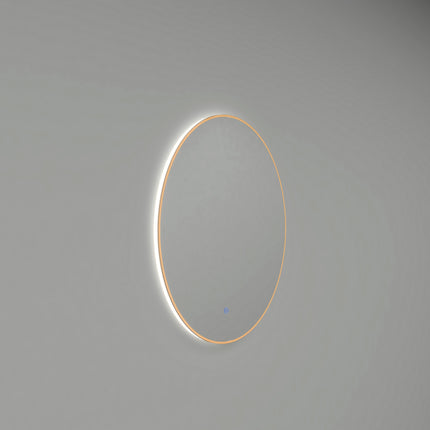 Wiesbaden Novi ronde LED spiegel 80 cm geborsteld messing - detailfoto frame | Schwertz & Co