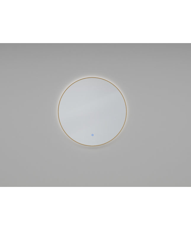 Wiesbaden Novi ronde LED spiegel 80 cm geborsteld messing - detailfoto verlichting | Schwertz & Co