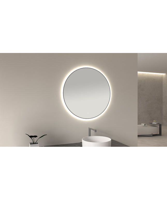 Wiesbaden Novi badkamerspiegel rond 100 cm mat zwart - detailfoto verlichting | Schwertz & Co
