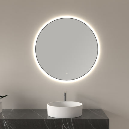 Wiesbaden Novi badkamerspiegel rond 100 cm mat zwart | Schwertz & Co