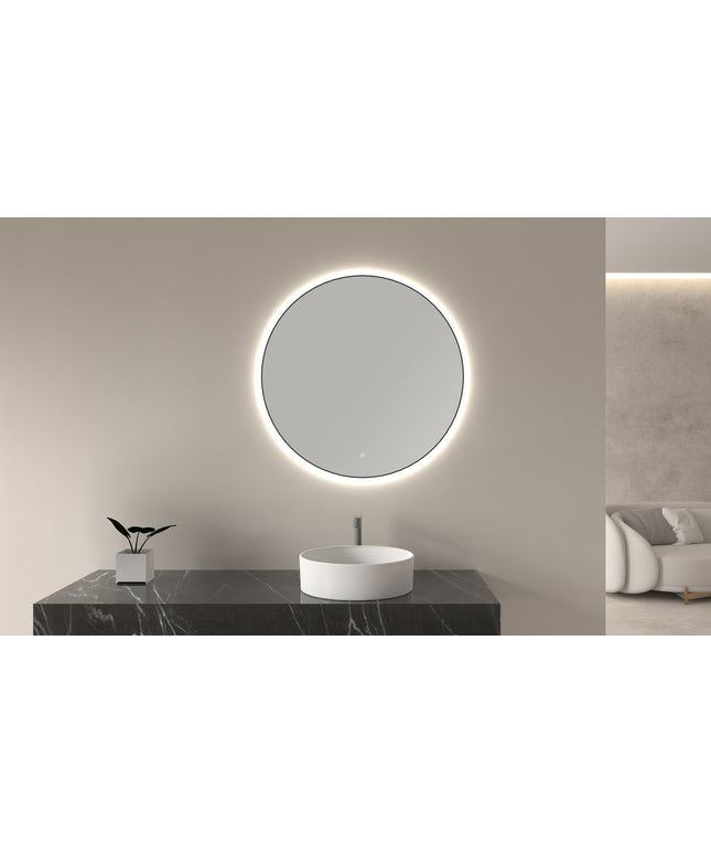 Wiesbaden Novi badkamerspiegel rond 100 cm mat zwart | Schwertz & Co