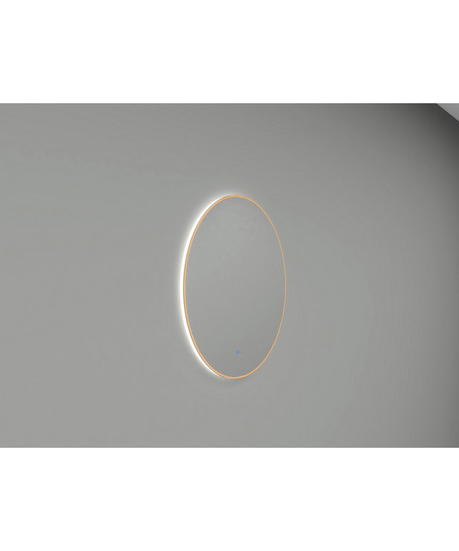 Wiesbaden Novi badkamerspiegel rond 100 cm geborsteld messing - detailfoto | Schwertz & Co