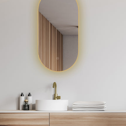 Wiesbaden Nomi ovale badkamerspiegel goud 50 x 100 cm - sfeerfoto | Schwertz & Co