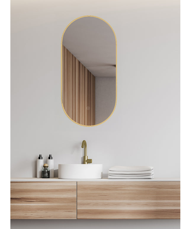 Wiesbaden Nomi ovale badkamerspiegel goud 50 x 100 cm | Schwertz & Co