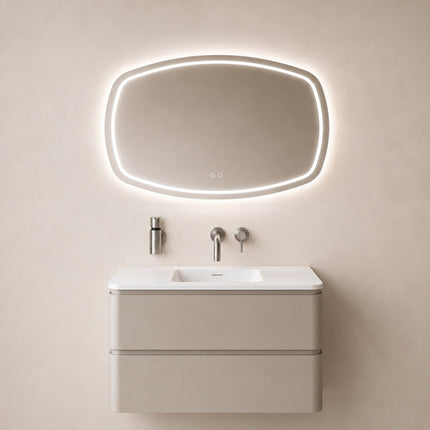 Wiesbaden Lumora spiegel rond met LED dimbaar en spiegelverwarming 100 x 65 cm | Schwertz & Co