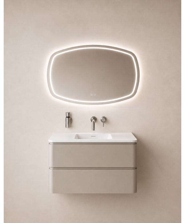 Wiesbaden Lumora spiegel rond met LED dimbaar en spiegelverwarming 100 x 65 cm | Schwertz & Co