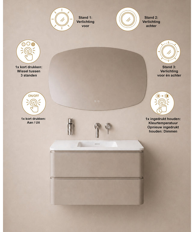 Wiesbaden Lumora spiegel rond met LED dimbaar en spiegelverwarming 100 x 65 cm - afbeelding 4 | Schwertz & Co