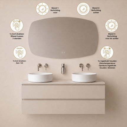 Wiesbaden Lumora spiegel rond met LED dimbaar en spiegelverwarming 120 x 70 cm - afbeelding 4 | Schwertz & Co