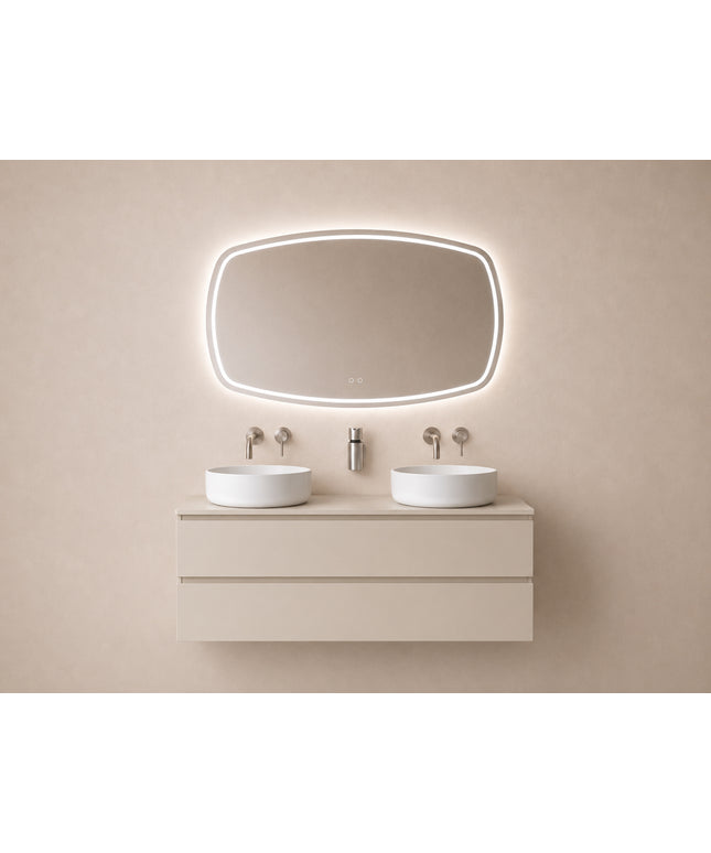 Wiesbaden Lumora spiegel rond met LED dimbaar en spiegelverwarming 140 x 74 cm | Schwertz & Co