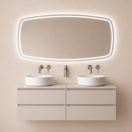 Wiesbaden Lumora spiegel rond met LED dimbaar en spiegelverwarming 160 x 78 cm | Schwertz & Co