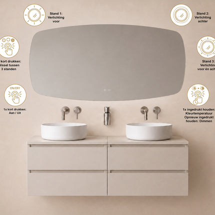 Wiesbaden Lumora spiegel rond met LED dimbaar en spiegelverwarming 160 x 78 cm - afbeelding 4 | Schwertz & Co