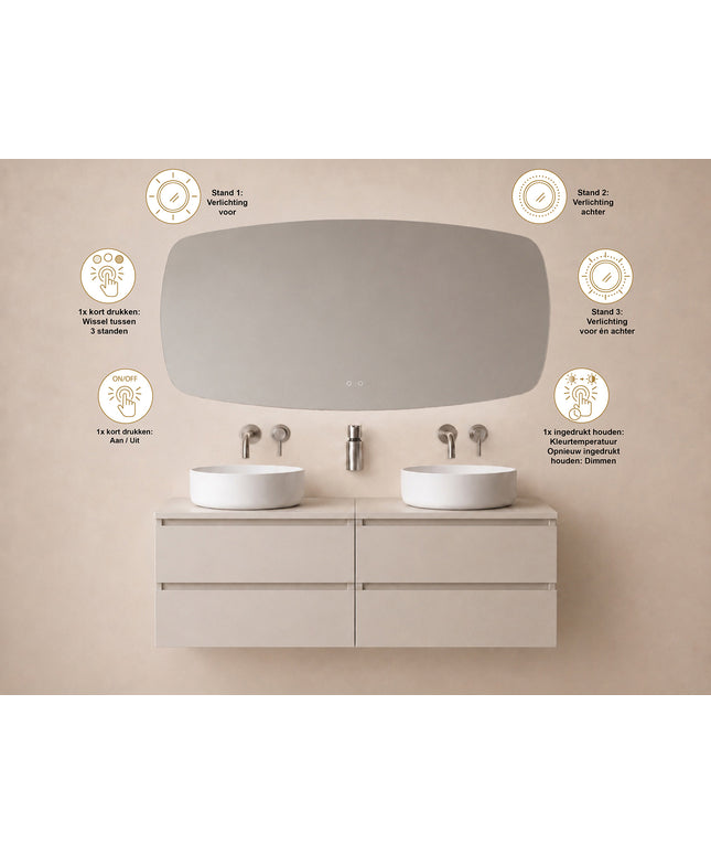 Wiesbaden Lumora spiegel rond met LED dimbaar en spiegelverwarming 160 x 78 cm - afbeelding 4 | Schwertz & Co