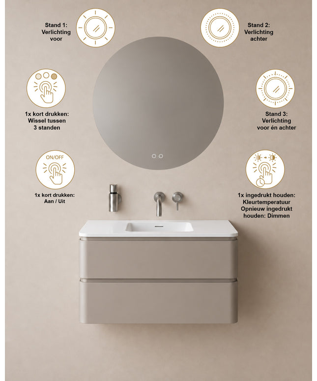 Wiesbaden Lumora spiegel organisch met LED dimbaar en spiegelverwarming 80 x 55 cm - afbeelding 4 | Schwertz & Co