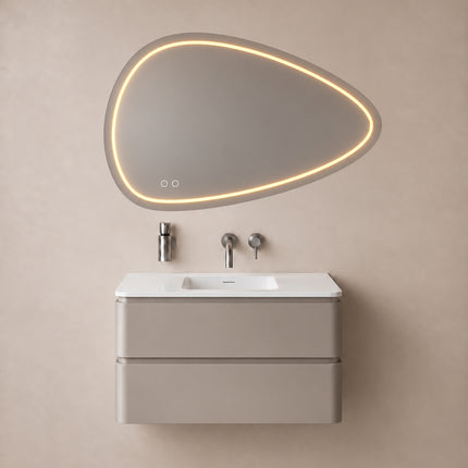 Wiesbaden Lumora spiegel organisch met LED dimbaar en spiegelverwarming 100 x 69 cm - afbeelding 3 | Schwertz & Co