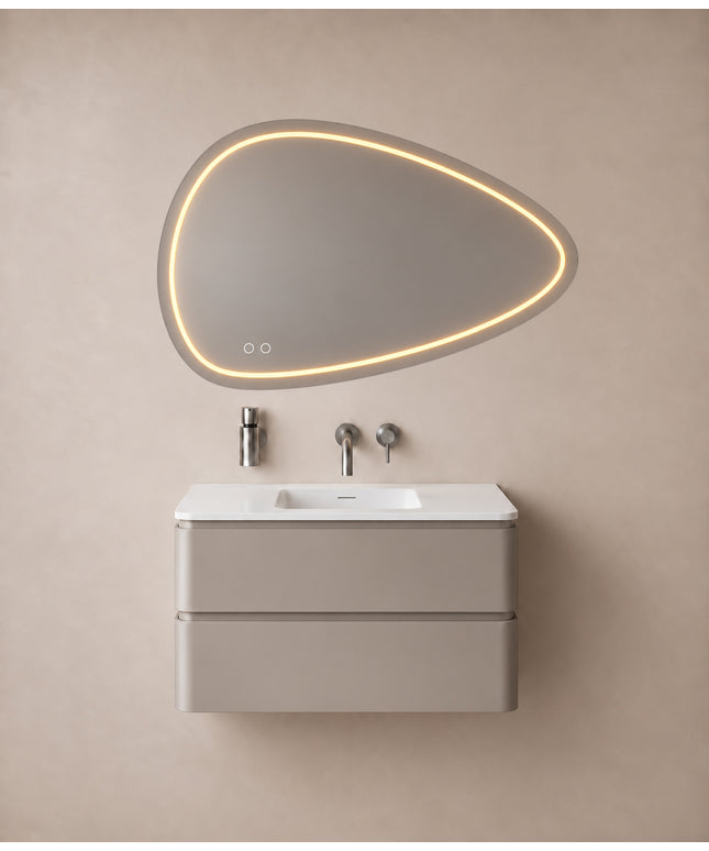 Wiesbaden Lumora spiegel organisch met LED dimbaar en spiegelverwarming 100 x 69 cm - afbeelding 3 | Schwertz & Co