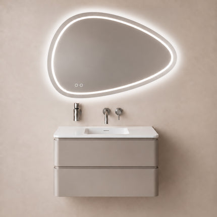 Wiesbaden Lumora spiegel organisch met LED dimbaar en spiegelverwarming 100 x 69 cm | Schwertz & Co