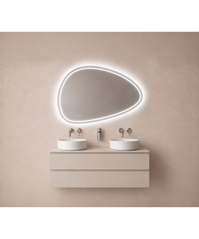 Wiesbaden Lumora spiegel organisch met LED dimbaar en spiegelverwarming 120 x 80 cm | Schwertz & Co