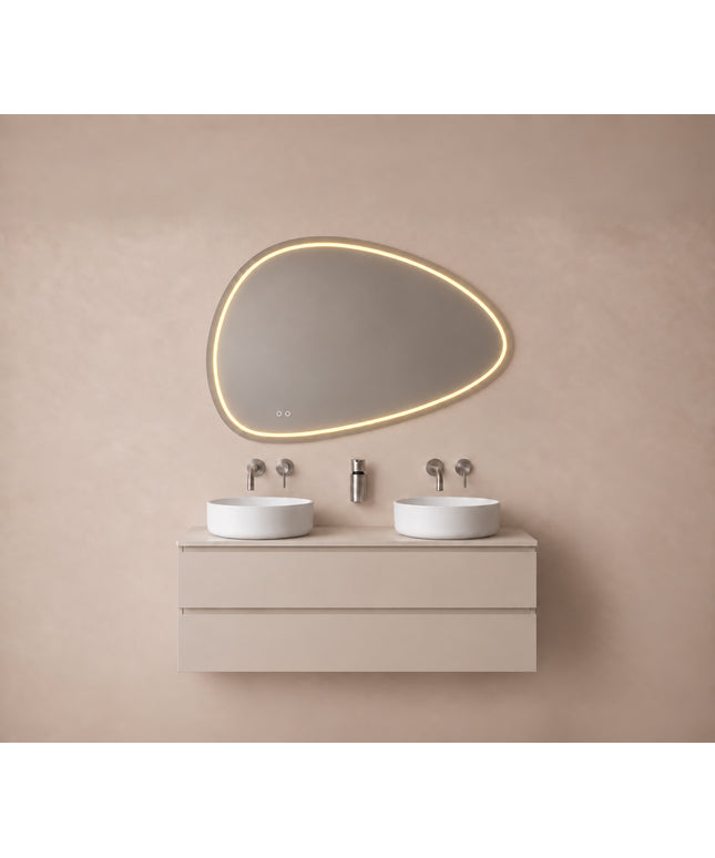 Wiesbaden Lumora spiegel organisch met LED dimbaar en spiegelverwarming 120 x 80 cm - afbeelding 3 | Schwertz & Co