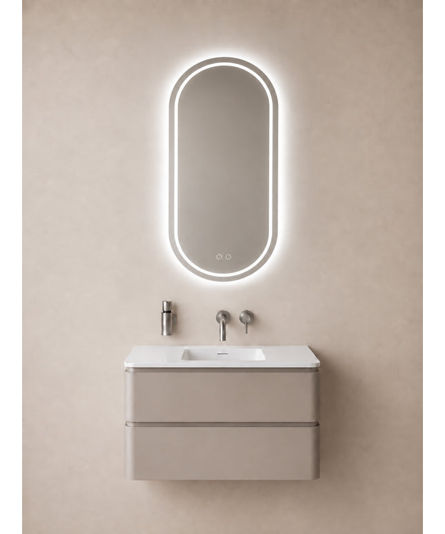 Wiesbaden Lumora spiegel ovaal met LED dimbaar en spiegelverwarming 100 x 50 cm | Schwertz & Co