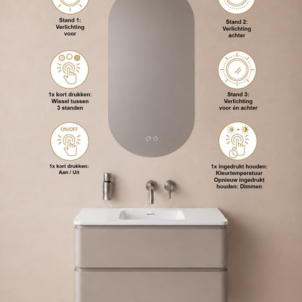 Wiesbaden Lumora spiegel ovaal met LED dimbaar en spiegelverwarming 100 x 50 cm - afbeelding 4 | Schwertz & Co