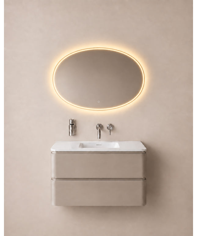 Wiesbaden Oliva spiegel ovaal met LED dimbaar en spiegelverwarming 100 x 70 cm - afbeelding 2 | Schwertz & Co