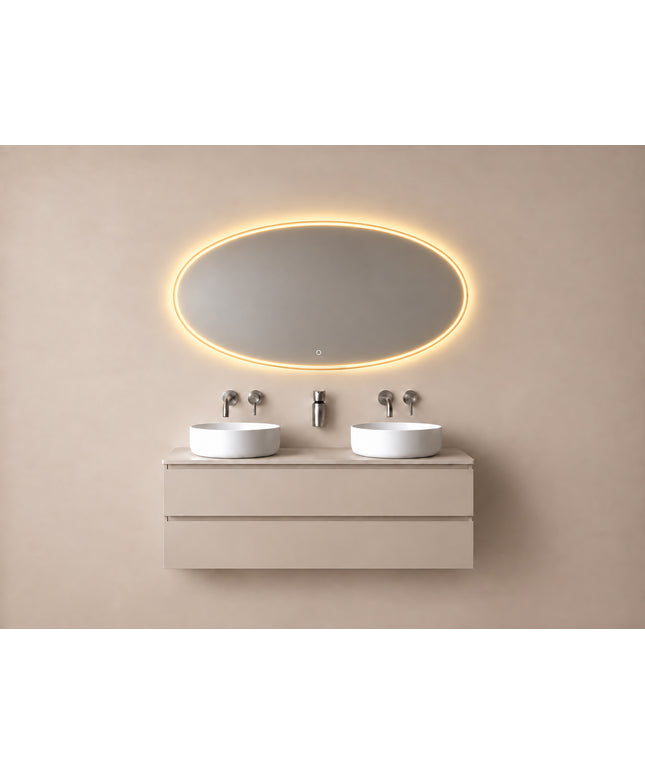 Wiesbaden Oliva spiegel ovaal met LED dimbaar en spiegelverwarming 140 x 70 cm - afbeelding 2 | Schwertz & Co