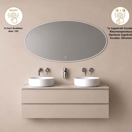 Wiesbaden Oliva spiegel ovaal met LED dimbaar en spiegelverwarming 160 x 70 cm - afbeelding 3 | Schwertz & Co
