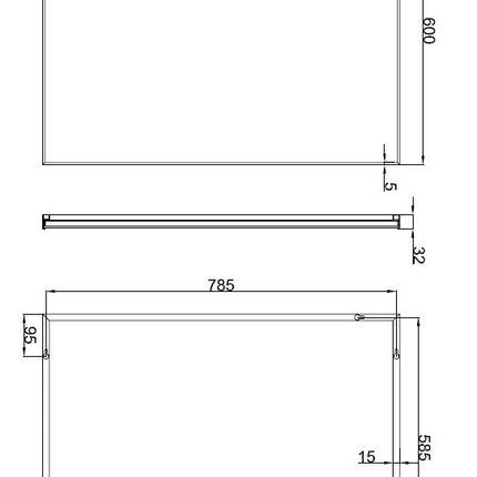 Xellanz Serra spiegel met lijst 100 x 60 cm aluminium - technische tekening | Schwertz & Co