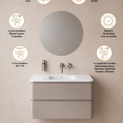 Wiesbaden Lumora spiegel rond met LED dimbaar en spiegelverwarming Ø 60 cm - afbeelding 4 | Schwertz & Co