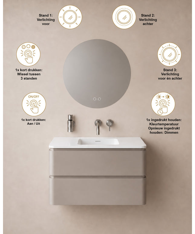 Wiesbaden Lumora spiegel rond met LED dimbaar en spiegelverwarming Ø 60 cm - afbeelding 4 | Schwertz & Co