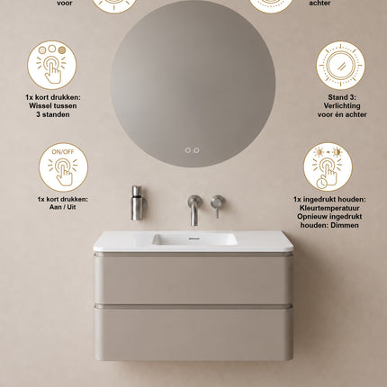 Wiesbaden Lumora spiegel rond met LED dimbaar en spiegelverwarming Ø 80 cm - afbeelding 4 | Schwertz & Co