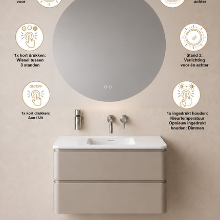 Wiesbaden Lumora spiegel rond met LED dimbaar en spiegelverwarming Ø 100 cm - afbeelding 4 | Schwertz & Co
