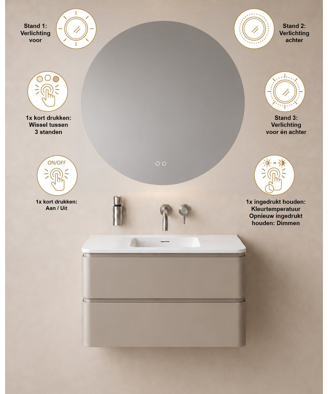 Wiesbaden Lumora spiegel rond met LED dimbaar en spiegelverwarming Ø 100 cm - afbeelding 4 | Schwertz & Co