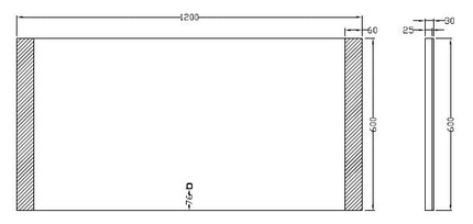 Wiesbaden Sunny LED badkamerspiegel 120 x 60 cm - technische tekening | Schwertz & Co