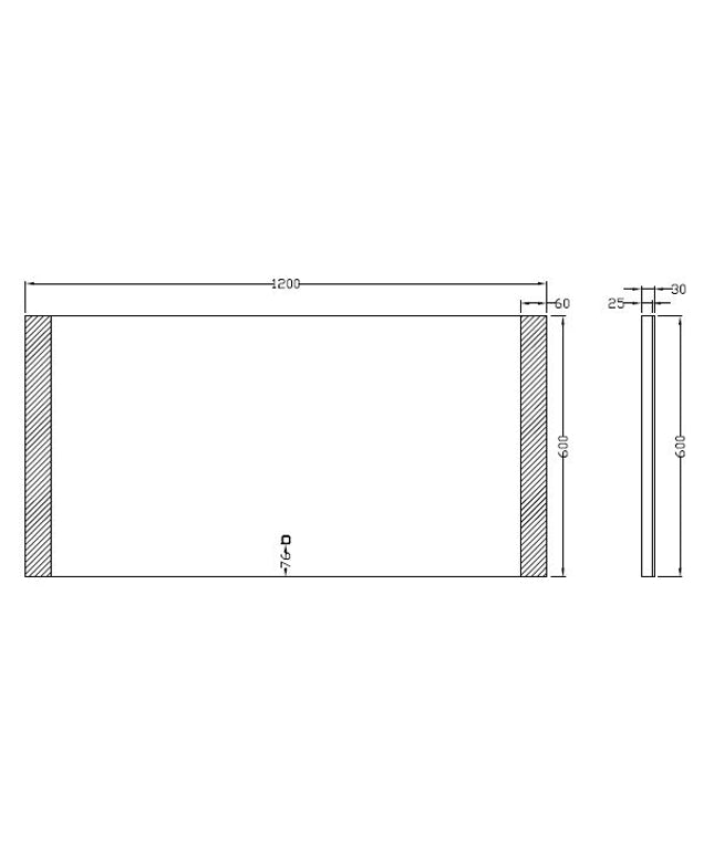 Wiesbaden Sunny LED badkamerspiegel 120 x 60 cm - technische tekening | Schwertz & Co