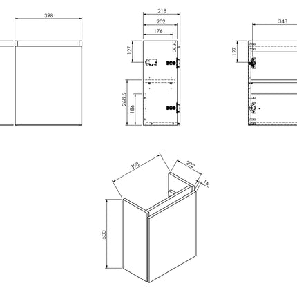 Wiesbaden Alvara fonteinkast mat wit - technische tekening | Schwertz & Co